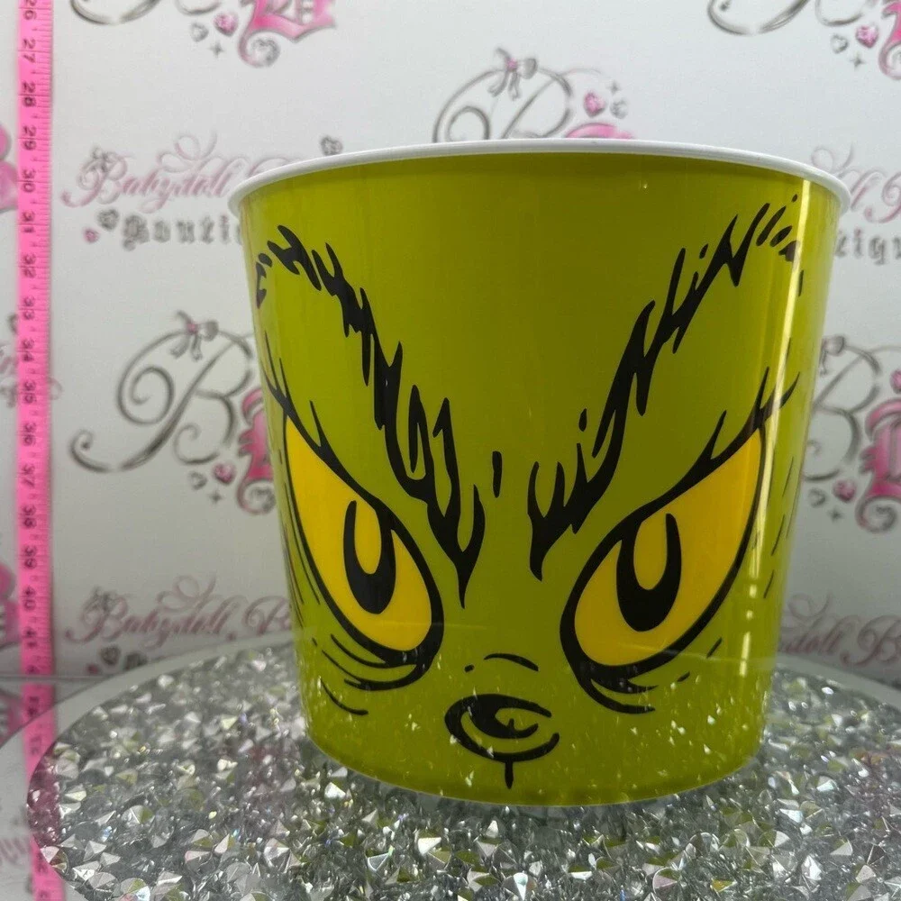 Grinch Face Popcorn Bucket - Bright Green bucket bowl
